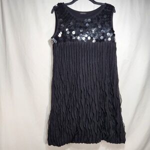 Panilli Womens Sleeveless Black Party Dress Size 14/16 Embellished Ruffle